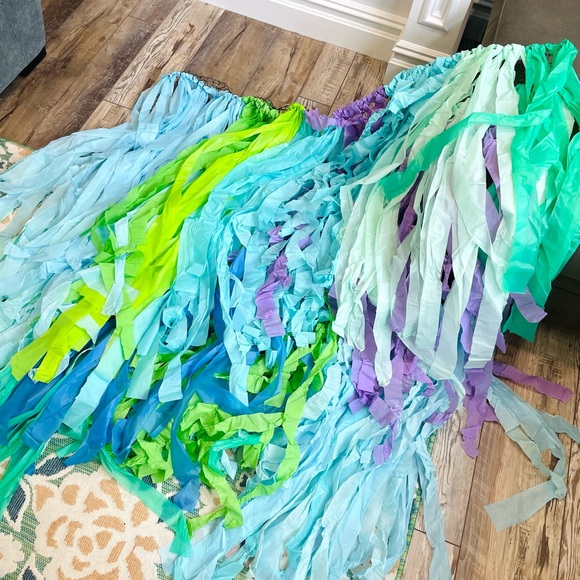 Ariel Little Mermaid Baby Shark Girls Birthday Party Fringe Streamer Backdrop - Picture 4 of 7